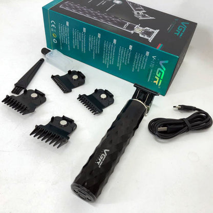 Машинка для стрижки с триммером VGR V-170 для волос, усов и бороды, беспроводная со сменными насадками