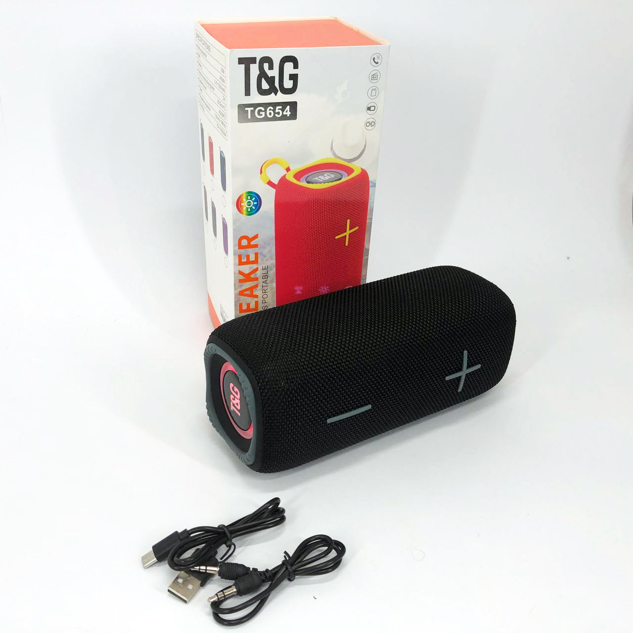 Портативная Bluetooth колонка TG654 8W с подсветкой, аккумуляторная колонка для музыки. Цвет: черный