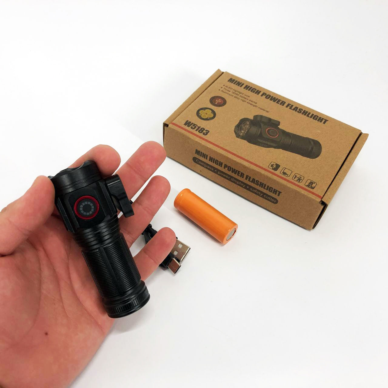 Ручний ліхтарик W5183-4XHP360, Ліхтар ручний потужний, Тактичний ліхтар, Кишеньковий міні ліхтар