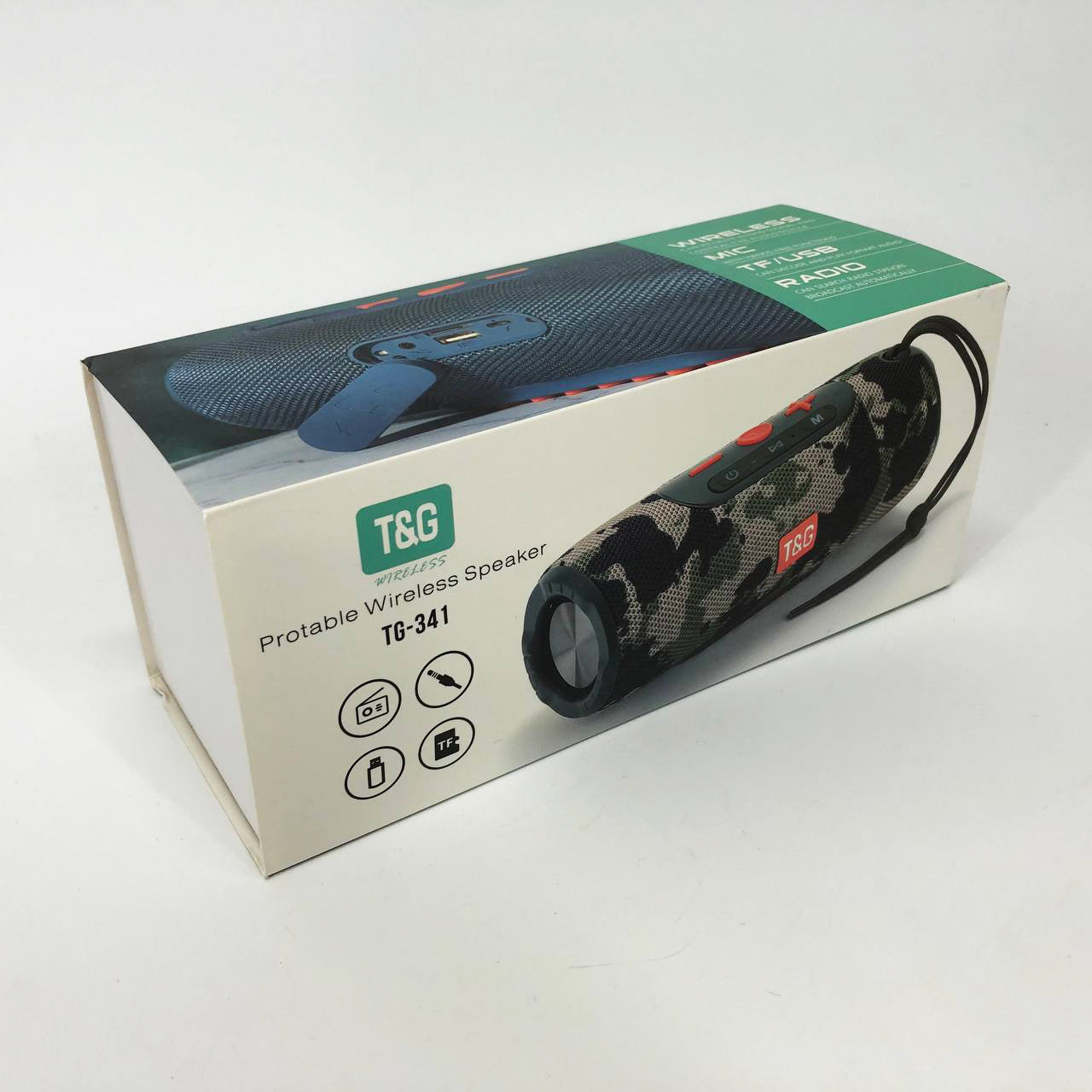 Портативная Bluetooth колонка TG341 со шнурком, аккумуляторная колонка для музыки. Цвет: камуфляж