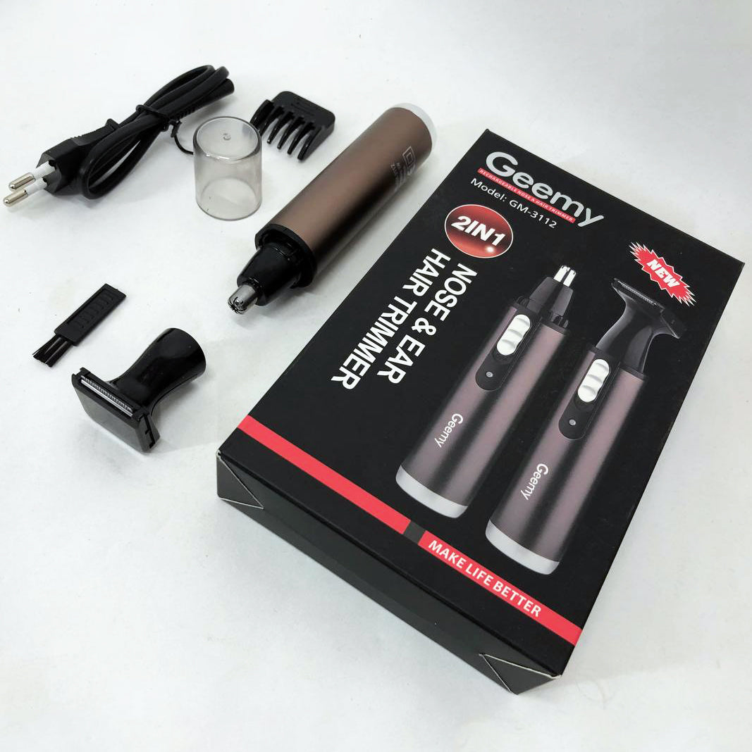 Триммер GEMEI GM-3112 2в1, электробритва с насадками для бороды, тример для бороды, триммер беспроводной