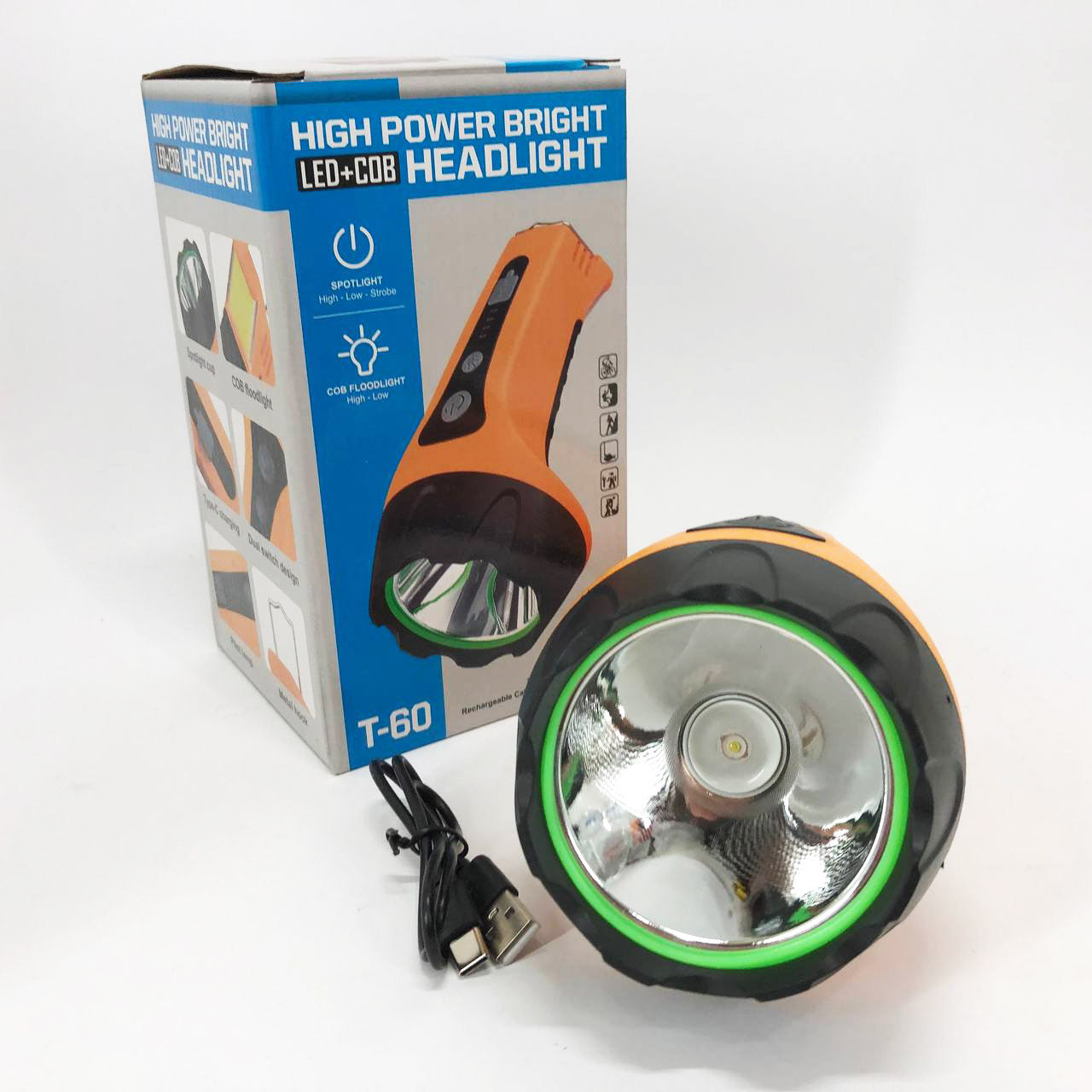 Фонарь ручной T60-3W-COB с крюком, Освещение для кемпинга, Лампа для кемпинга подвесная аккумуляторная