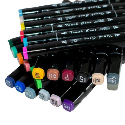 Набор скетч маркеров для рисования Touch 120 шт двусторонние профессиональные фломастеры для художников