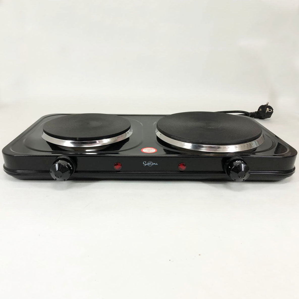 Плитка настільна електрична Suntera DP-1935B, 2500 W, 2 конфорки різного діаметру. Колір: чорний