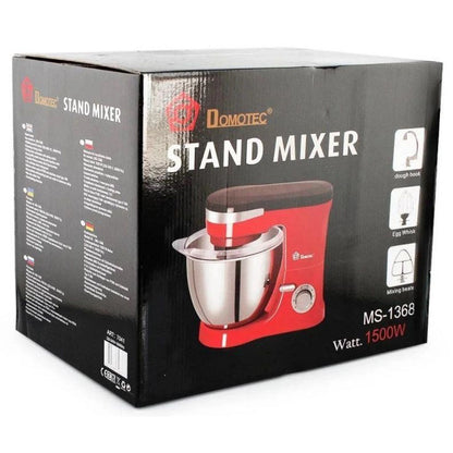 Миксер-тестомес планетарный Domotec MS-1368 на 6 скоростей 3 насадки чаша 4 л 1500 W