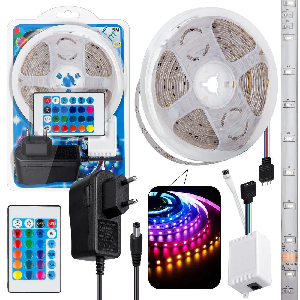 Светодиодная лента SMD 5050 RGB LED 2 м IP65 с пультом и блоком питания USB, 2м, Лента светодиодная 5050