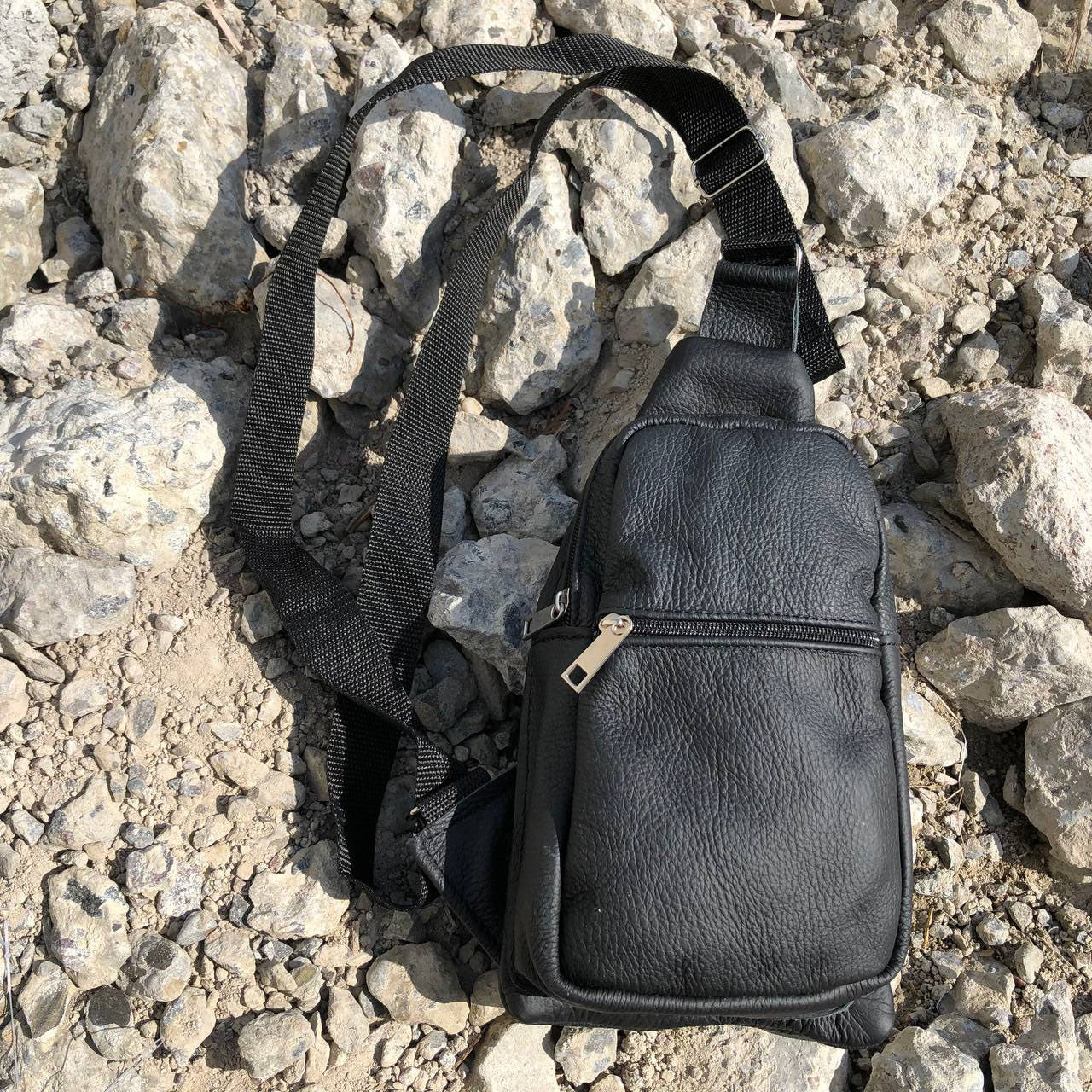 Сумка из натуральной кожи, слинг мужской черный, барсетка, кросс боди, Практичная сумка-мессенджер