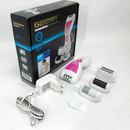 Эпилятор Gemei GM-7006 4в1 - Профеcсиональный беспроводной эпилятор бритва с насадками триммер + пемза
