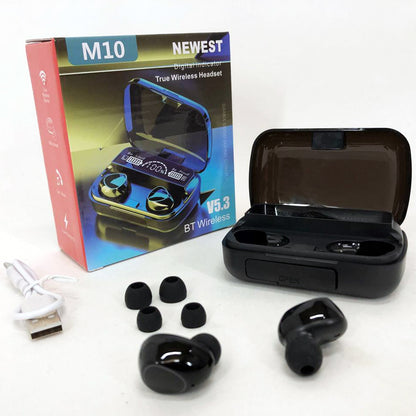 Беспроводные наушники M10 с микрофоном и док станцией-кейсом, беспроводные bluetooth наушники-гарнитура