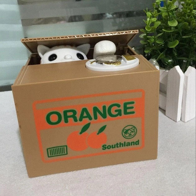 Детская сейф копилка воришка монет в коробке