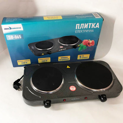 Настольная плита электрическая Sea Breeze SB-065 2500 Вт Электроплита двойная, двухконфорочная настольная