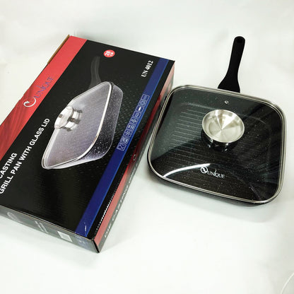 Сковорода гриль UNIQUE UN-4012 стильная 24см, Надежная сковорода с антипригарным покрытием