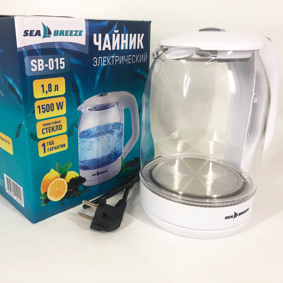 Электрочайник SeaBreeze SB-015 1.8 л, чайники с подсветкой, электронный чайник тихий электрический чайник