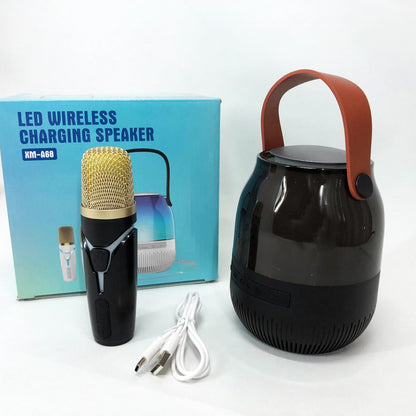 Портативная колонка XM-A68 с RGB подсветкой и микрофоном, Bluetooth микрофон для караоке