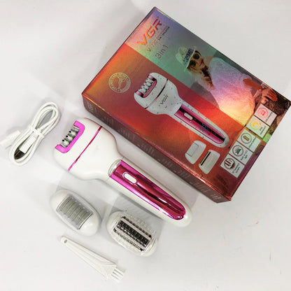 Женский беспроводной эпилятор 3в1 VGR V-732 для ног и зоны бикини с подсветкой и дисплеем. Цвет: розовый