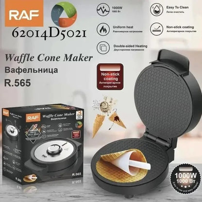 Электрическая вафельница RAF R.565 с антипригарным покрытием и конусом для трубочек