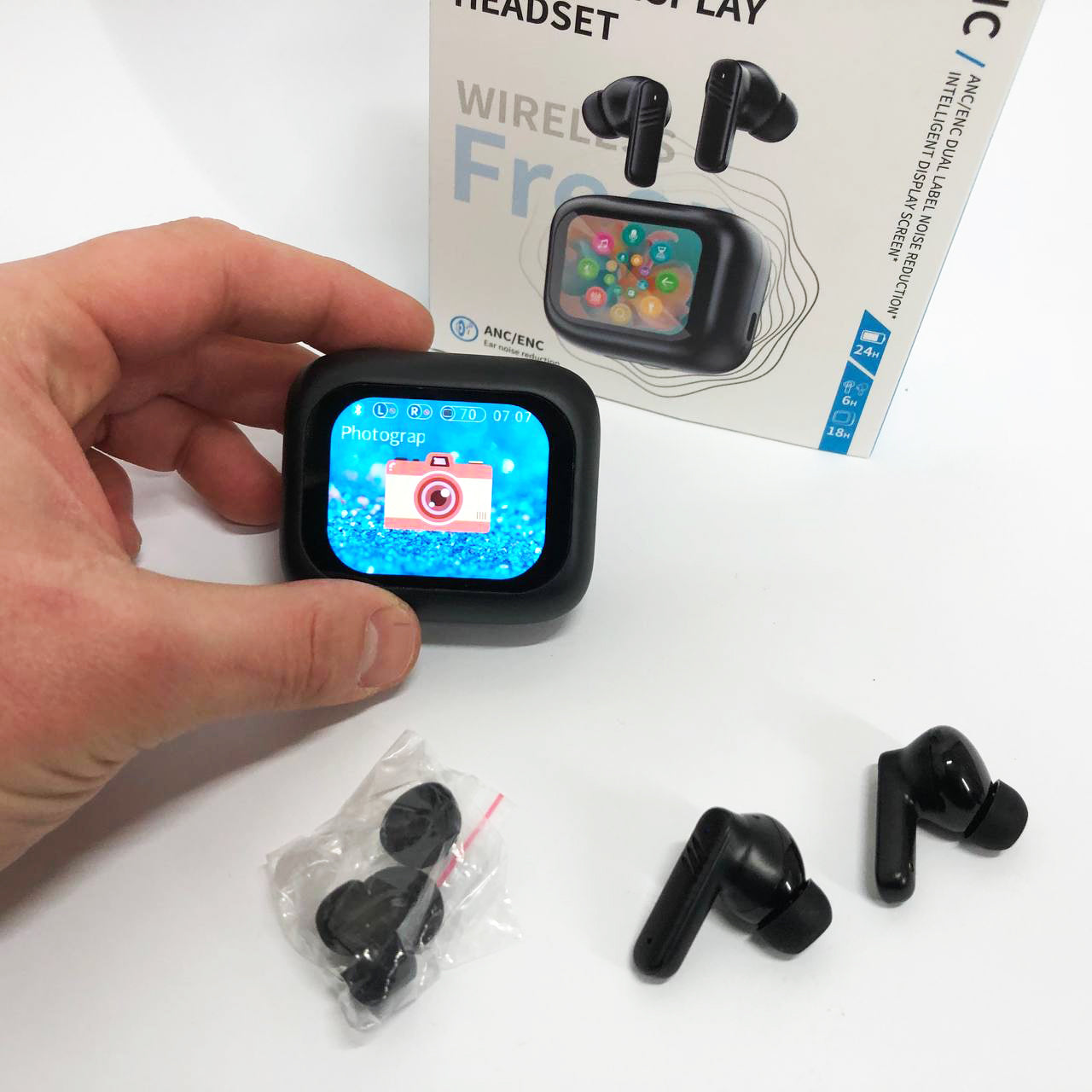 Наушники беспроводные LX-10 TWS Earbuds с LED дисплеем Блютуз беспроводные наушники затычки. Цвет: черный