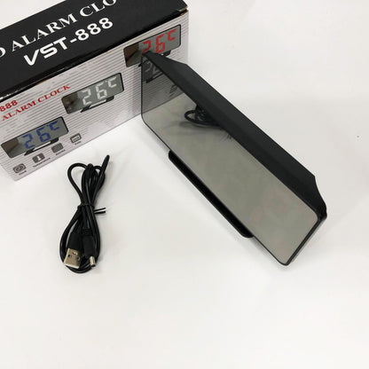 Часы настольные зеркальные VST-888Y-5 USB с синим циферблатом, Настольные часы с подсветкой