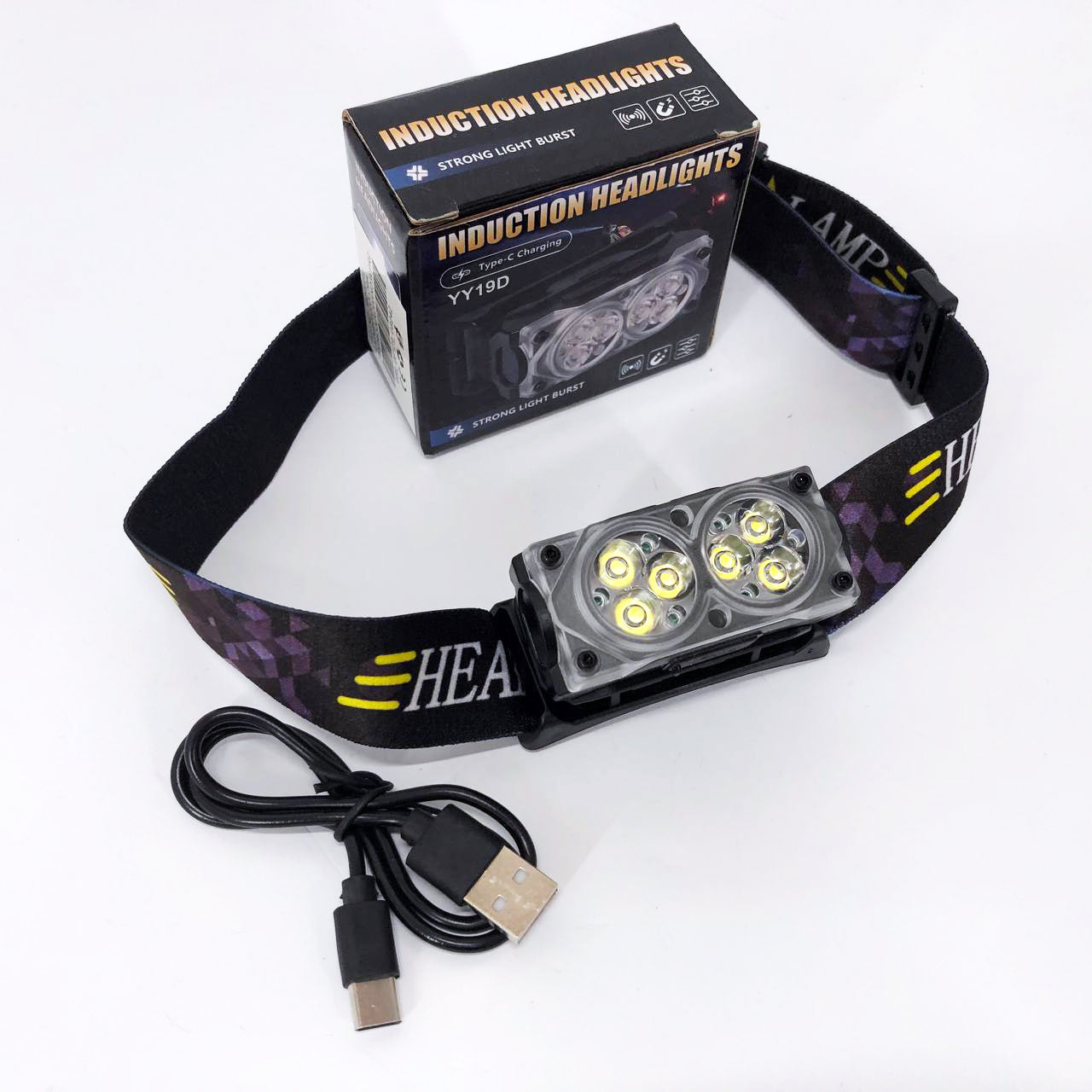 Фонарь налобный YY-19D-6SMD Li-Ion, Светодиодный фонарь на лоб, Фонарик на голову с зарядкой