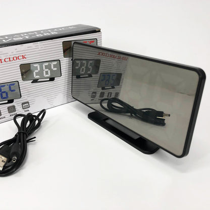 Часы настольные зеркальные VST-888Y-5 USB с синим циферблатом, Настольные часы с подсветкой