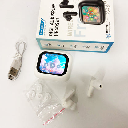 Наушники беспроводные LX-10 TWS Earbuds с LED дисплеем, Блютуз гарнитуры, Вакуумные наушники. Цвет: белый