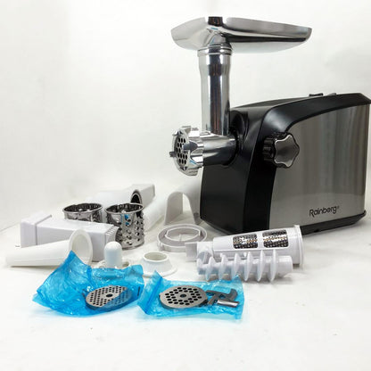 Электрическая мясорубка Rainberg RB-673 с соковыжималкой и шинковкой 9 насадок 3000W с реверсом