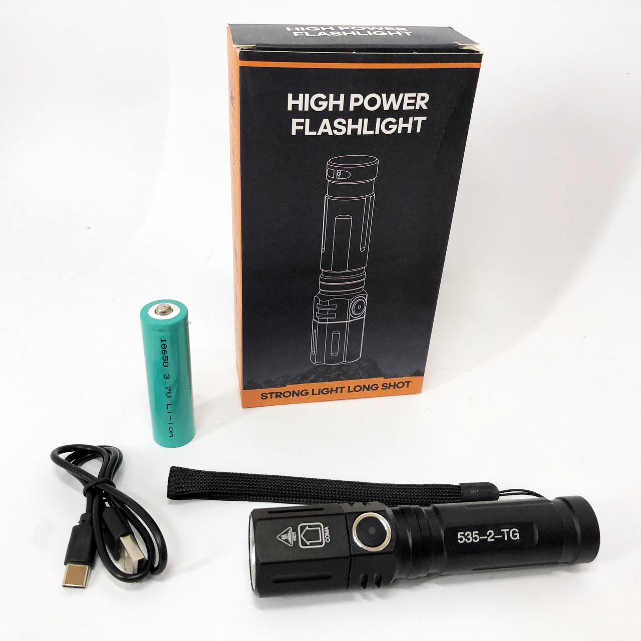 Фонарь ручной аккумуляторный PLD-535-2 с ремешком, Фонарик светодиодный для туриста, Сильный фонарик