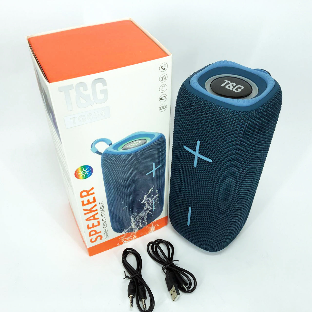 Портативная Bluetooth колонка TG654 8W с подсветкой, Аккумуляторная колонка для музыки. Цвет: синий