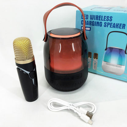 Портативная колонка XM-A68 с RGB подсветкой и микрофоном, Bluetooth микрофон для караоке