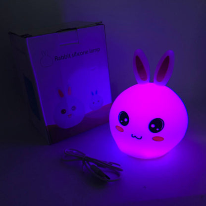 Силиконовый Ночник светильник ЗАЙЧИК детский LED лампа 7 цветов с АККУМУЛЯТОРОМ