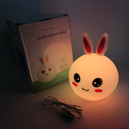 Силиконовый Ночник светильник ЗАЙЧИК детский LED лампа 7 цветов с АККУМУЛЯТОРОМ