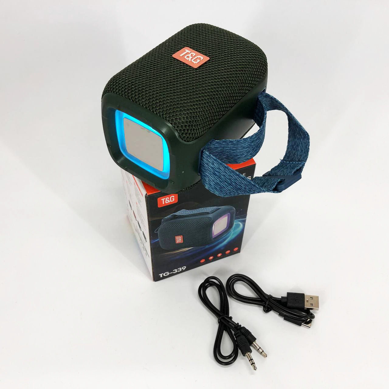 Портативная Bluetooth колонка TG339 5W с RGB подсветкой, аккумуляторная колонка для музыки. Цвет: зеленый