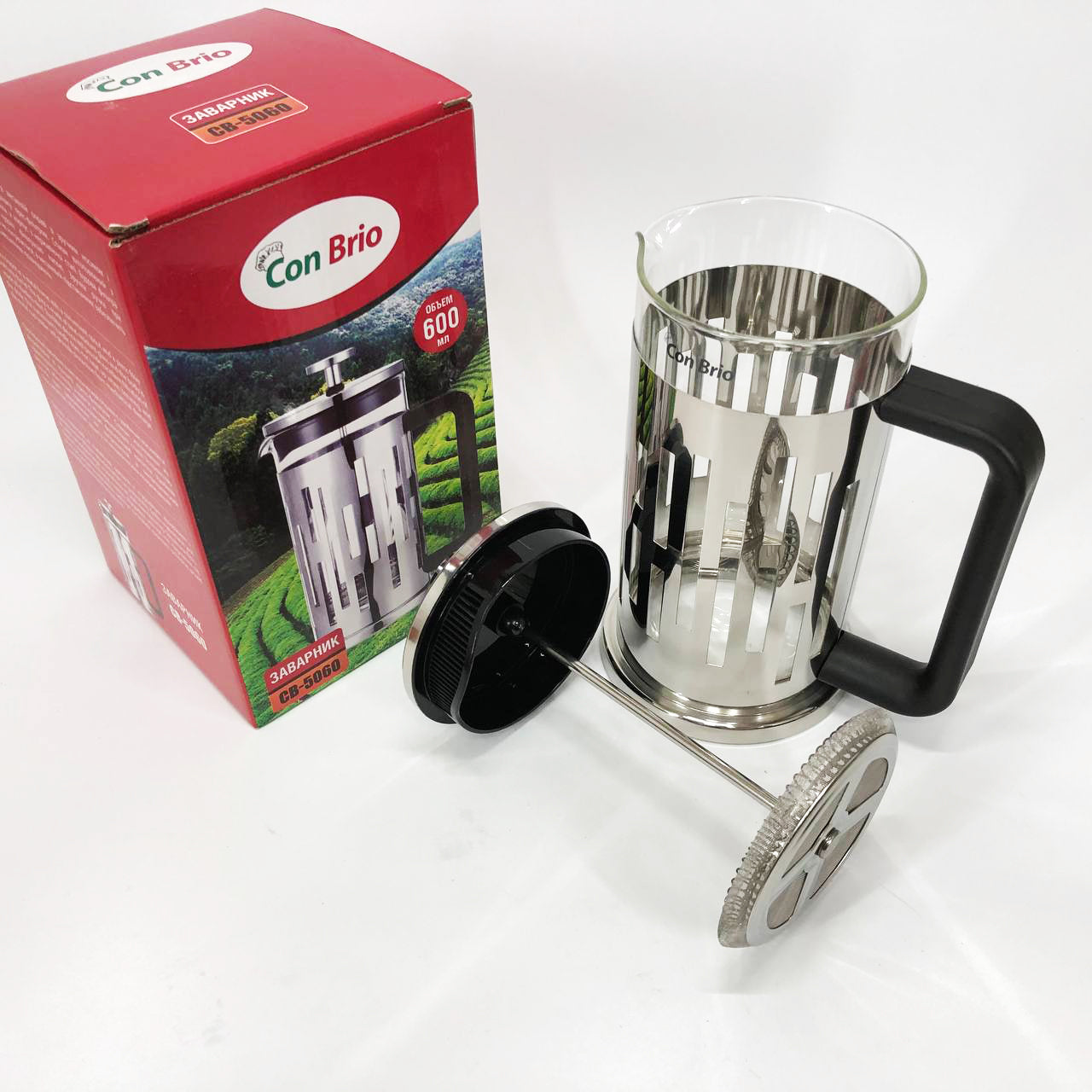 Заварник Con Brio CB-5060 Френч-пресс 600 мл,  Чайник самовар стеклянный, Заварники для чая и кофе