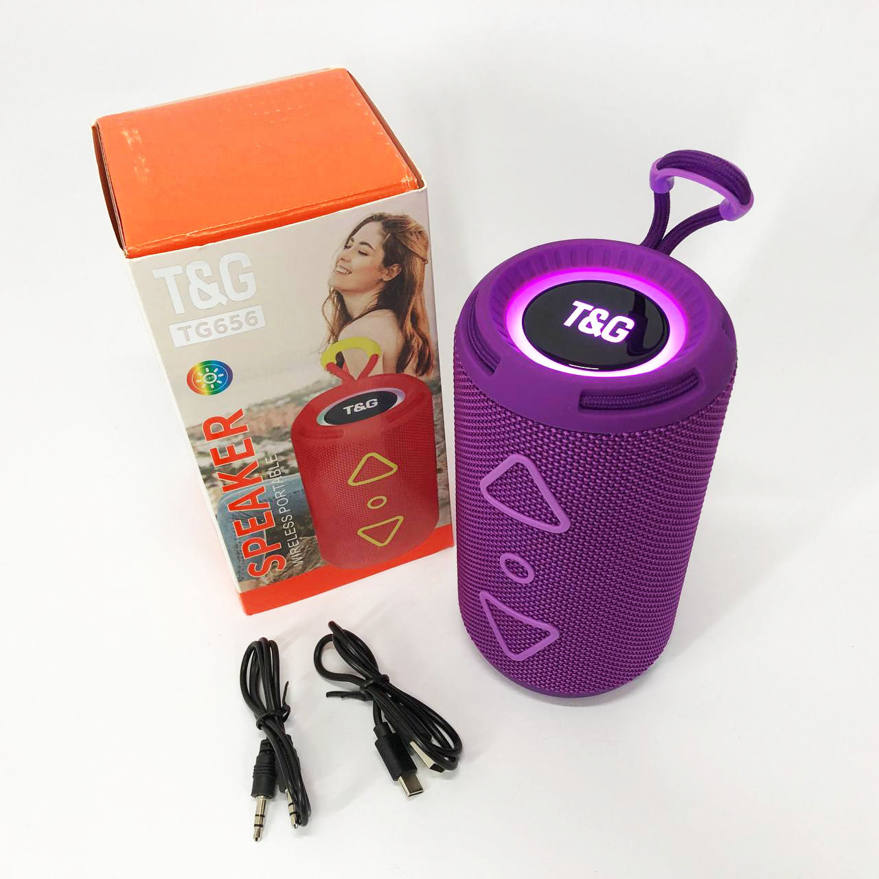 Bluetooth колонка портативная TG656 FM-радио, мощная переносная акустическая колонка. Цвет: фиолетовый