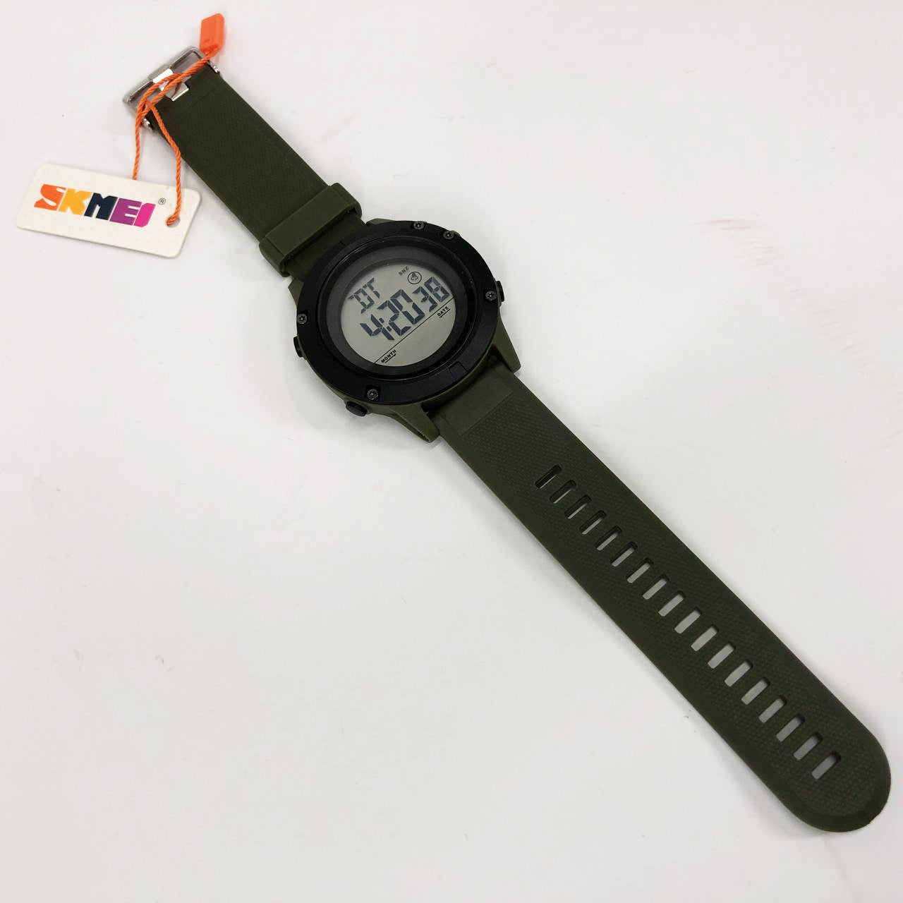 Часы наручные мужские SKMEI 1508AGWT ARMY GREEN-WHITE, Водонепроницаемые мужские часы. Цвет: зеленый