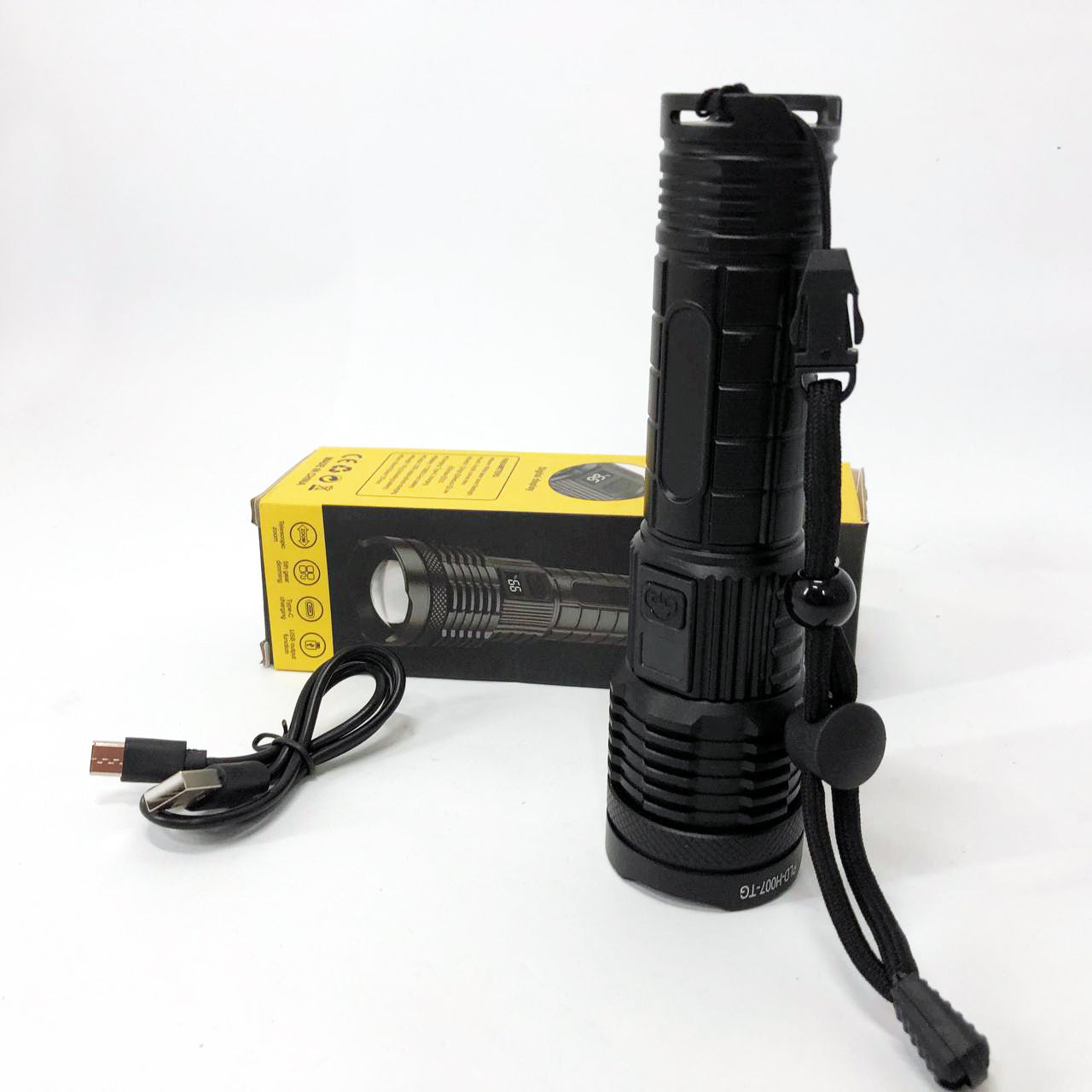 Фонарик PLD-H007 White Laser LED PM10-TG с встроенным аккумулятором PowerBank, Фонарик тактический ручной