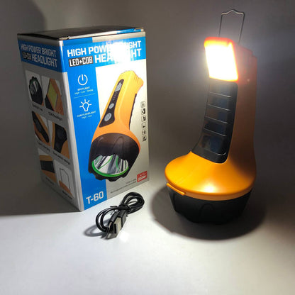 Фонарь ручной T60-3W-COB с крюком, Освещение для кемпинга, Лампа для кемпинга подвесная аккумуляторная