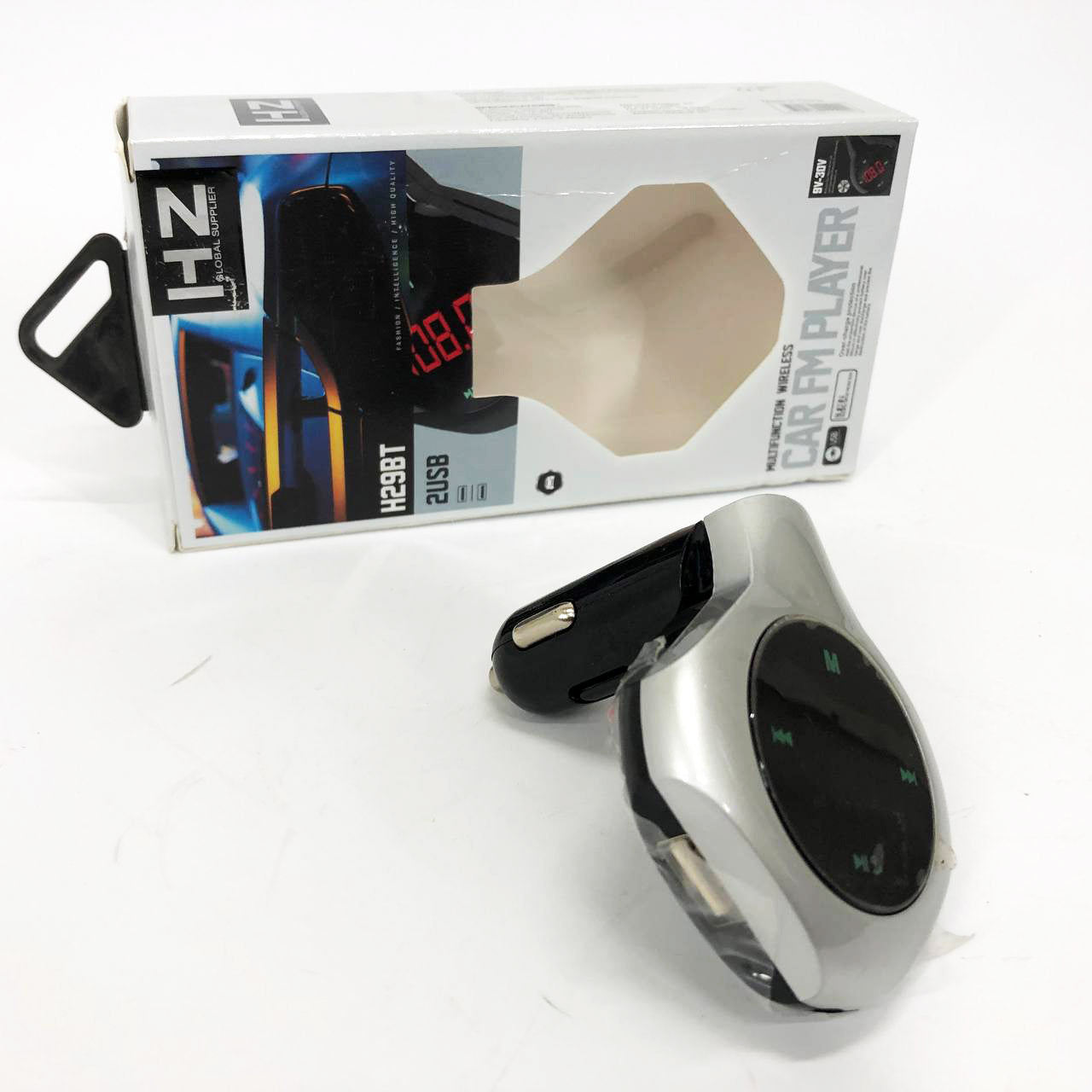 Трансмиттер Автомобильный FM модулятор FM H29 BT, Модулятор для мобильных устройств в авто. Цвет: серый