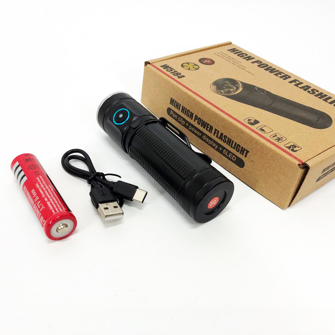 Ручний ліхтарик W5184-6XHP360, Супер яскравий ліхтарик, Суперпотужний пошуковий ручний ліхтар тактичний