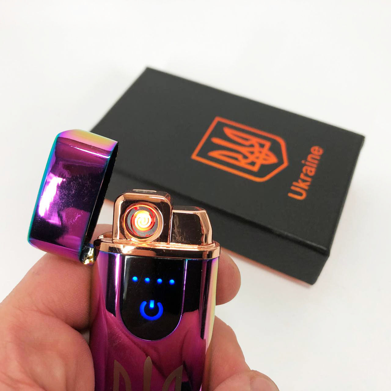 Электрическая и газовая зажигалка Украина, аккумуляторная зажигалка спиральная HL-431. Цвет: хамелеон