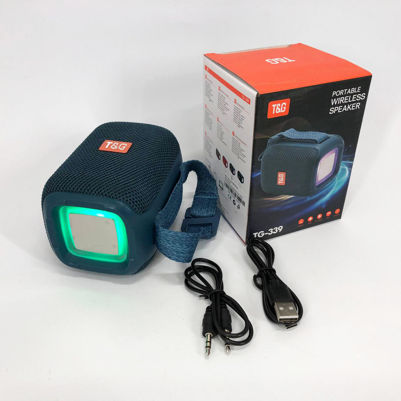 Портативна Bluetooth колонка TG339 5W з RGB підсвічуванням, Bluetooth колонка для вулиці. Колір: синій