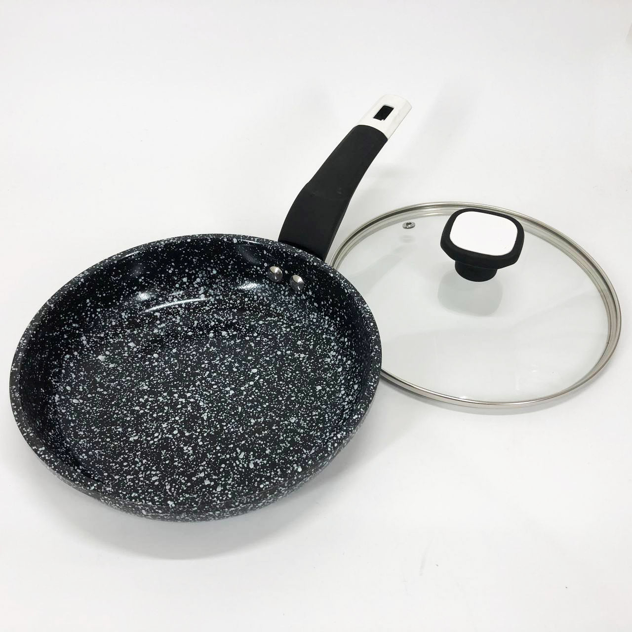 Сковорода с крышкой 20 см светлый гранит UNIQUE UN-5113 | Антипригарная сковорода | Гранитная сковорода