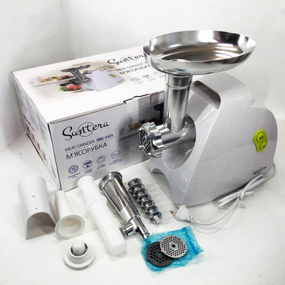 Мясорубка Suntera SMG-5425W, мясорубка-соковыжималка, электрическая мясорубка с насадками для дома