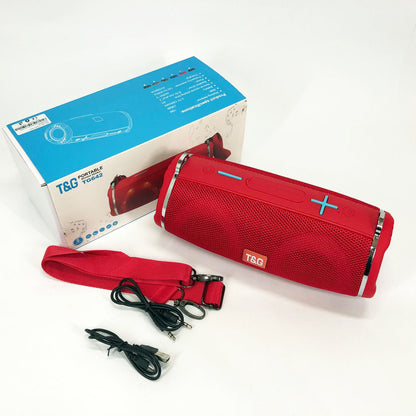 Портативная колонка TG642 с RGB подсветкой и ремешком, портативная блютус колонка. Цвет: красный