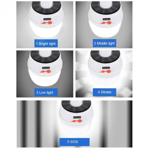 Аккумуляторная кемпинговая LED лампа светильник JD-2022 с солнечной панелью, кемпинговый фонарь-лампа