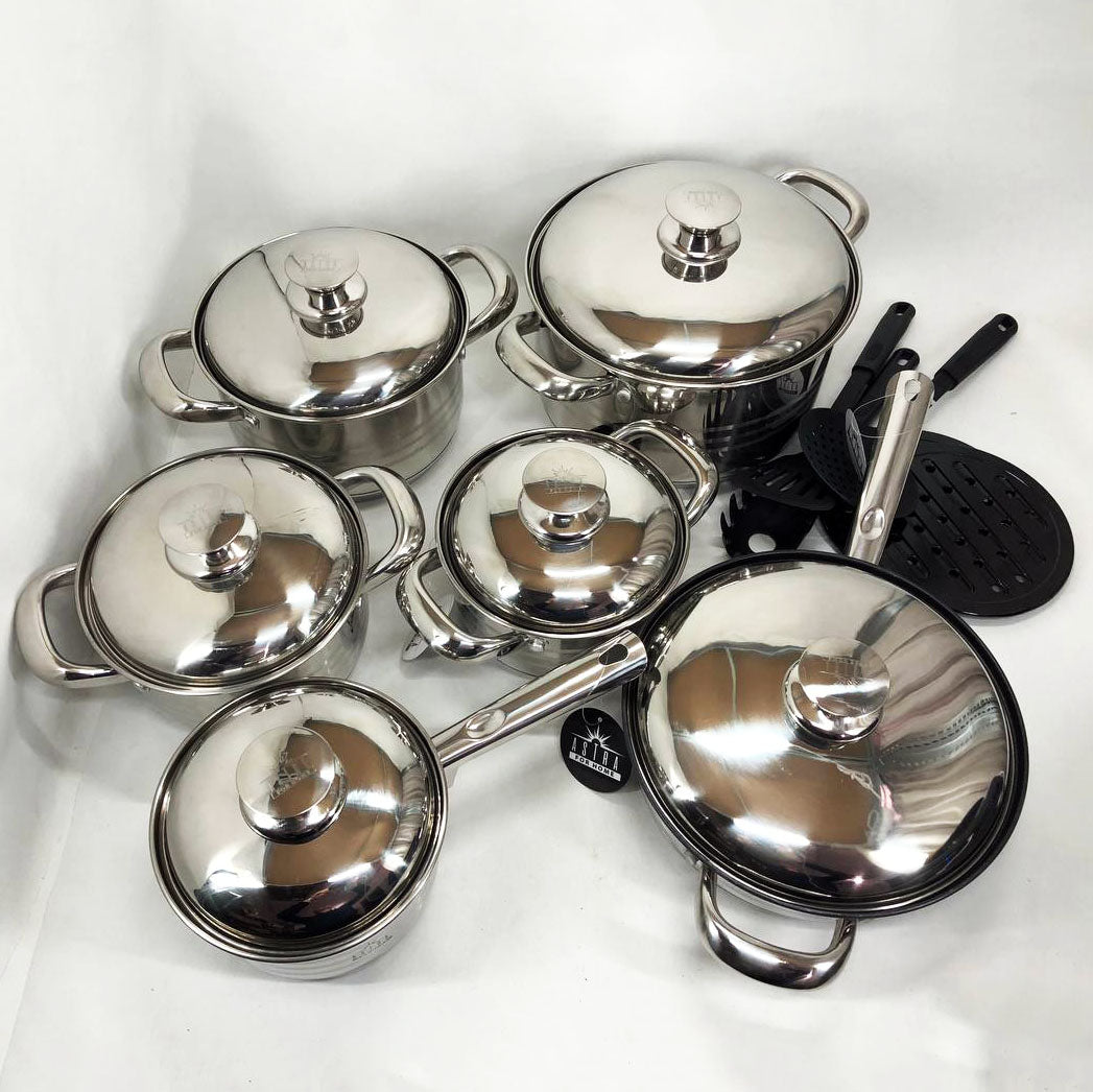 Набор посуды 18 предметов ASTRA A-2518, кастрюли из нержавейки, кастрюли с крышками, хорошие кастрюли