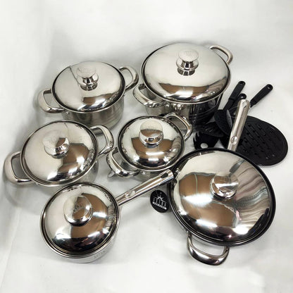 Набор посуды 18 предметов ASTRA A-2518, кастрюли из нержавейки, кастрюли с крышками, хорошие кастрюли