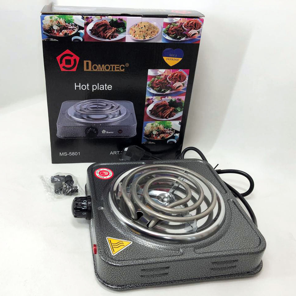 Электроплита спиральная плита настольная Domotec MS-5801 1000 Вт, Переносная компактная электроплита
