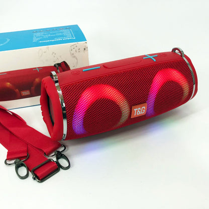 Портативная колонка TG642 с RGB подсветкой и ремешком, портативная блютус колонка. Цвет: красный