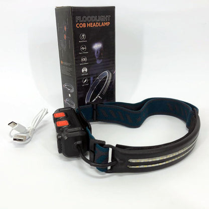 Фонарь налобный аккумуляторный BL-W691-2COB (white/red/RGB) с датчиком движения, мощный налобный фонарь